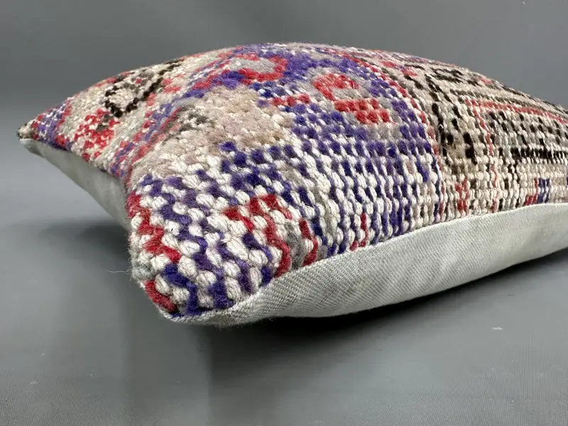 Throw Kilim Pillow, Aesthetic Cushion, 12x20 Purple Cushion Cover, Southwestern Cushion, Pillow for Couch, Cushion Case, Boho Pillow Sham Cover - 6
