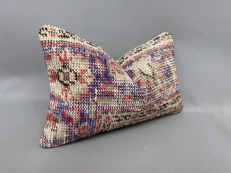 Throw Kilim Pillow, Aesthetic Cushion, 12x20 Purple Cushion Cover, Southwestern Cushion, Pillow for Couch, Cushion Case, Boho Pillow Sham Cover - 2