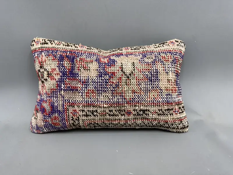 Throw Kilim Pillow, Aesthetic Cushion, 12x20 Purple Cushion Cover, Southwestern Cushion, Pillow for Couch, Cushion Case, Boho Pillow Sham Cover - 4