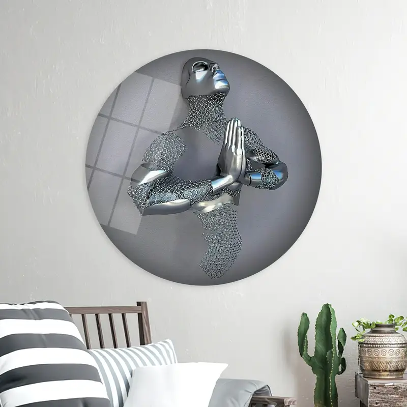 Elegant Silver 3D Human Canvas Print - Trendy Wall Art