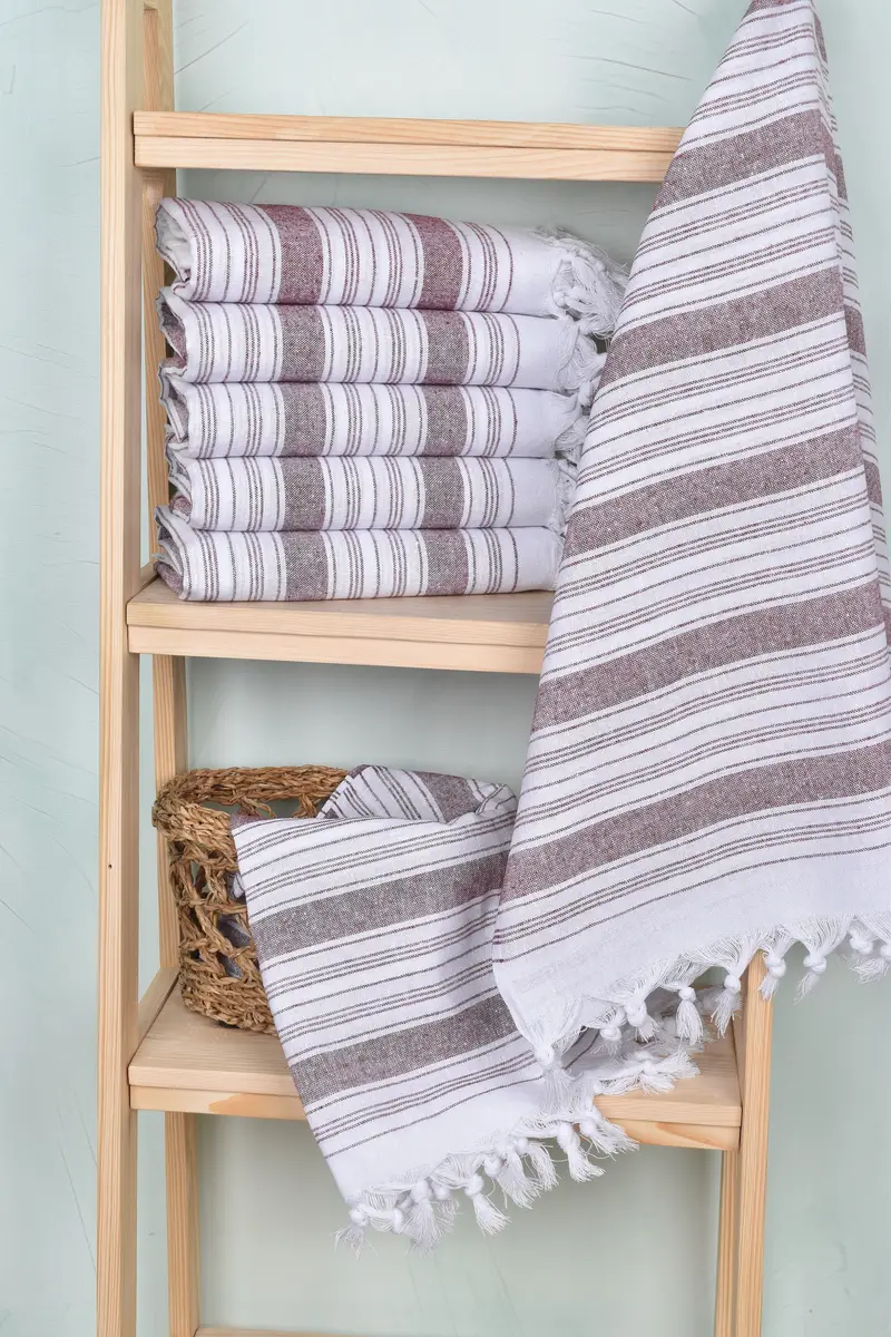 Eco-friendly Turkish peshtemal towel, Birthday Gift, Custom Gift, Bachelorette Party Gifts, Quick-dry towel, 68x32 Cotton Striped Towel - 3
