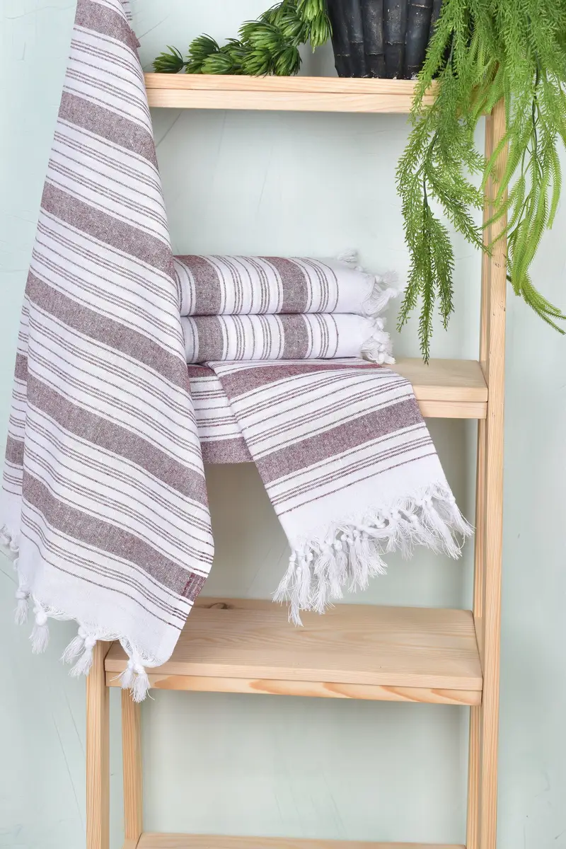 Eco-friendly Turkish peshtemal towel, Birthday Gift, Custom Gift, Bachelorette Party Gifts, Quick-dry towel, 68x32 Cotton Striped Towel - 6