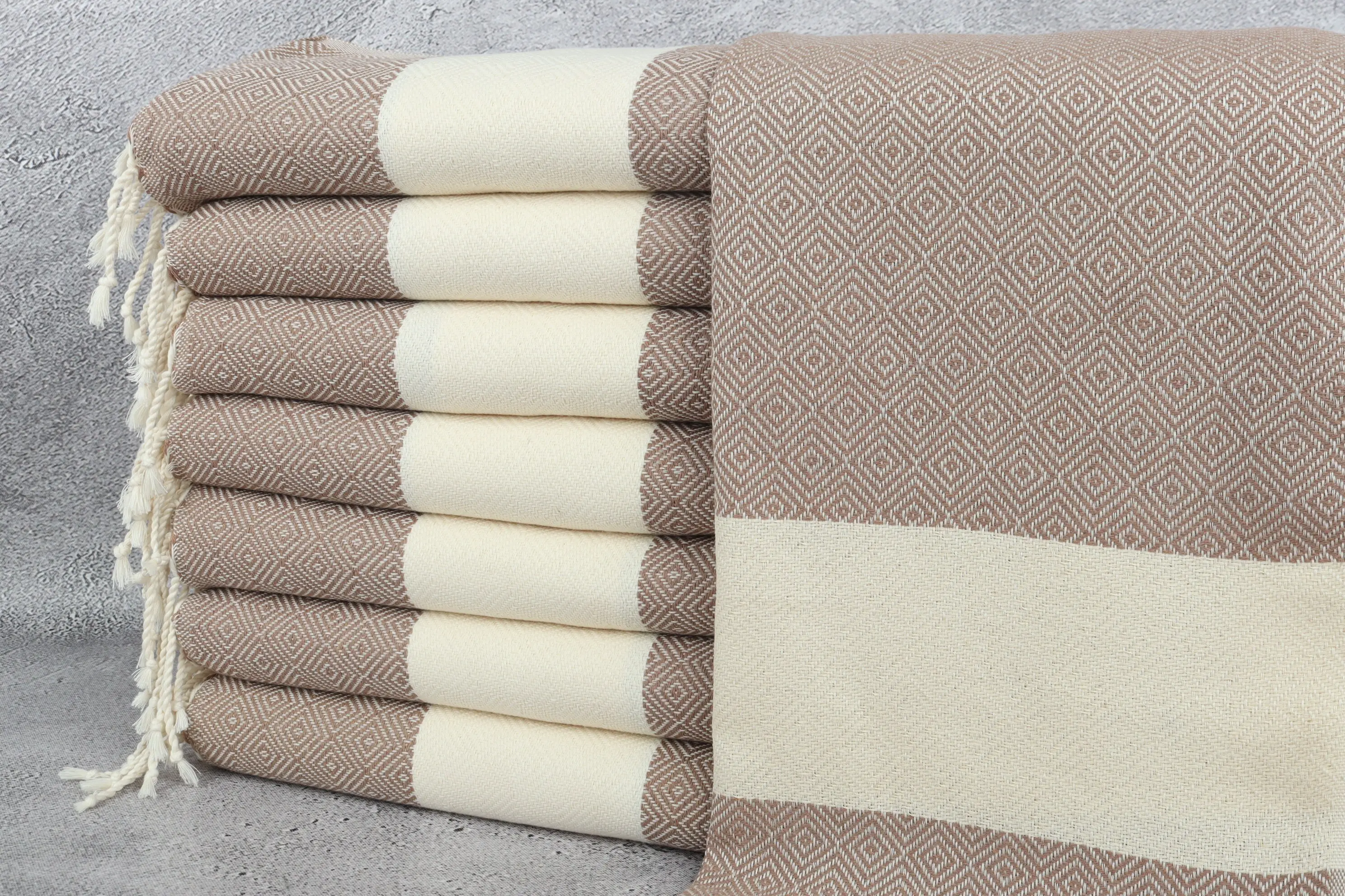 Diamond Tea Towel Brown Cotton Hand Towel, 20x40 Inches - 1