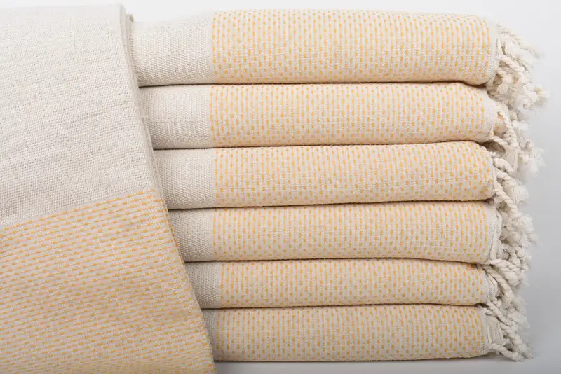 Bedspread Boho Throw Blanket Organic Cotton Mustard Polka Dot, 95x95 Inches