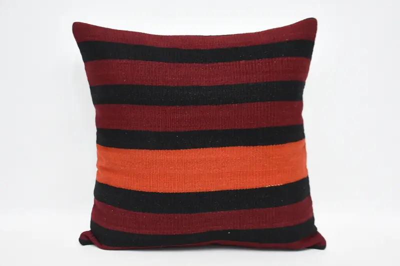 Turkish Red Pillow Cover, Gift 24x24 inch Sofa Striped Pillowcase - 1