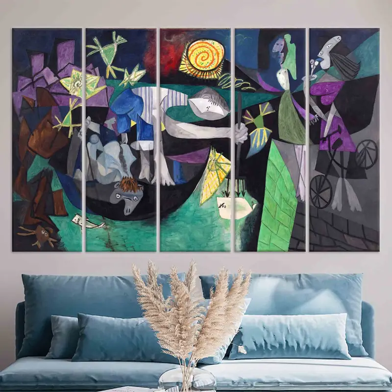 Pablo Picasso Night Fishing At Antibes, Canvas Wall Art, Wall Decor, Pablo Picasso Artwork, Abstract Wall Art, Home Decor, Wrapped Canvas, - 4