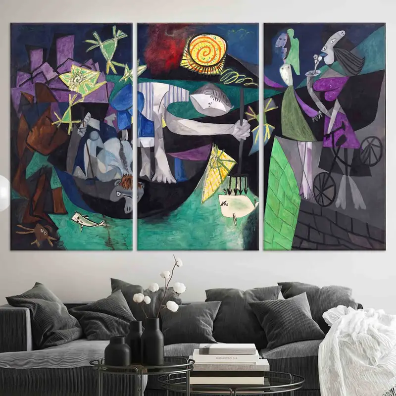 Pablo Picasso Night Fishing At Antibes, Canvas Wall Art, Wall Decor, Pablo Picasso Artwork, Abstract Wall Art, Home Decor, Wrapped Canvas, - 2