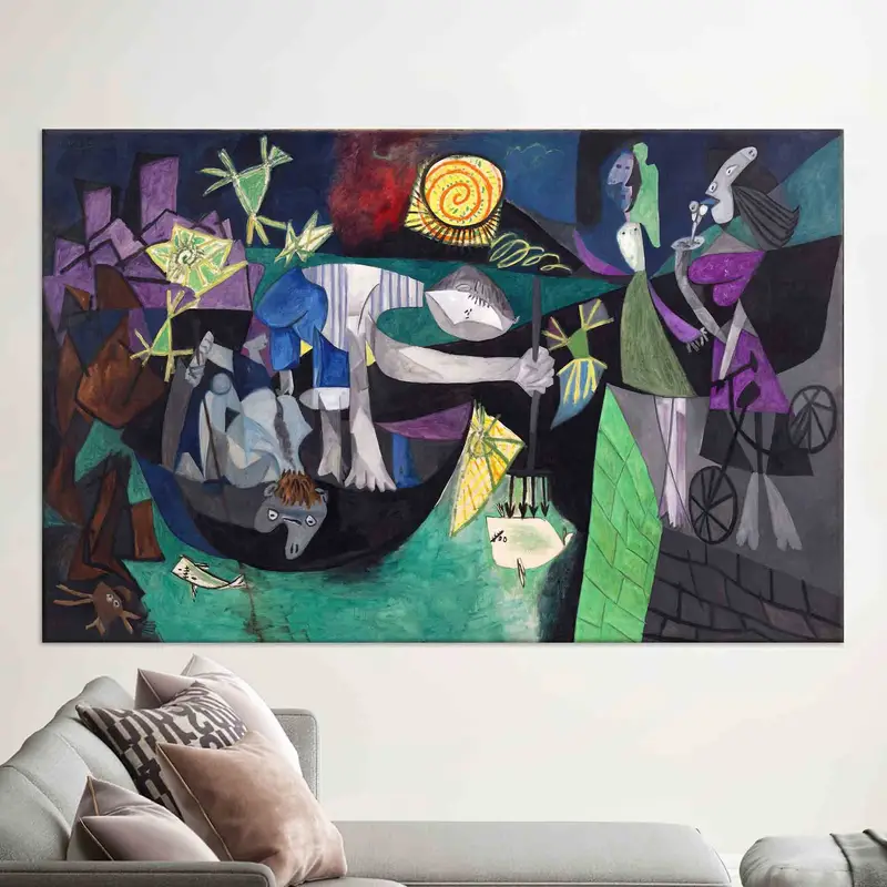 Pablo Picasso Night Fishing At Antibes, Canvas Wall Art, Wall Decor, Pablo Picasso Artwork, Abstract Wall Art, Home Decor, Wrapped Canvas, - 1