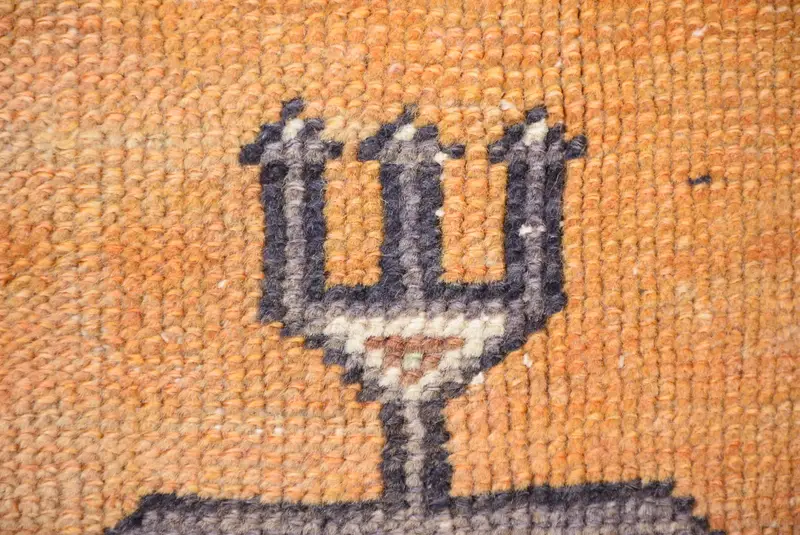 Art Deco Cushion, Ethnical Kilim Rug Pillow, Pillow for Couch, 16x16 Orange Pillow, Tapestry Pillow Sham, Pillow Cover, Handmade Kilim Cushion - 3