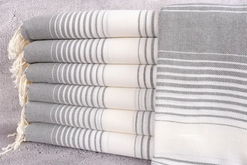 Handtuch aus Bio-Baumwolle, personalisierbar, gestreift, Peshtemal, 40 x 67 Zoll