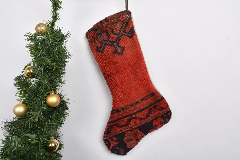 Patrón de adornos navideños, calcetín navideño de 7 pulgadas de ancho