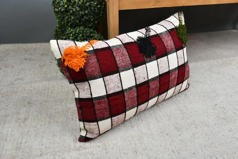 Pillow, Boho Pillow, Pillow for Sofa, Interior Designer Pillow, Chair Pillow Sham, 16x24 White Pillow Case, Turkish Rugs Cushion Cover - 7