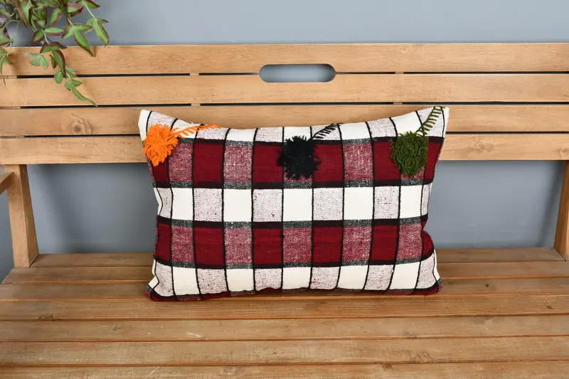 Pillow, Boho Pillow, Pillow for Sofa, Interior Designer Pillow, Chair Pillow Sham, 16x24 White Pillow Case, Turkish Rugs Cushion Cover - 6
