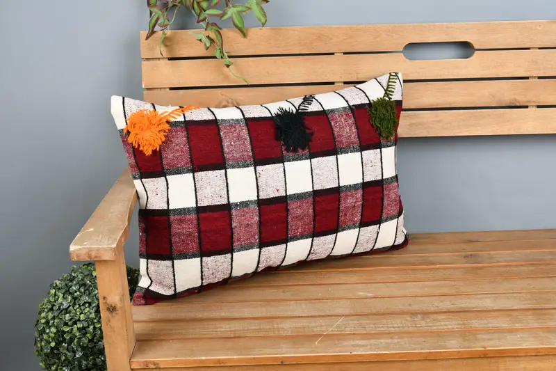 Pillow, Boho Pillow, Pillow for Sofa, Interior Designer Pillow, Chair Pillow Sham, 16x24 White Pillow Case, Turkish Rugs Cushion Cover - 1