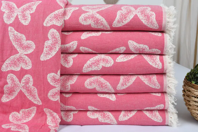 Throw Blanket, Personalized Gifts, Bachelorette Gifts, Organic Throw, 96x80 Cotton Butterfly Pattern Towel, Custom Gifts, Gift For The Home Decor - 1