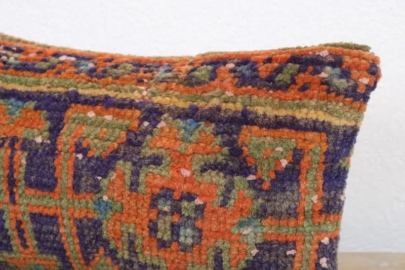 Pillow, Boho Pillow Sham Cover, 8x16 Blue Pillow Sham, Boho Pillow, Nautical Throw Pillow Sham, Vintage Kilim Throw Pillow, Handwoven Cushion Cover - 5