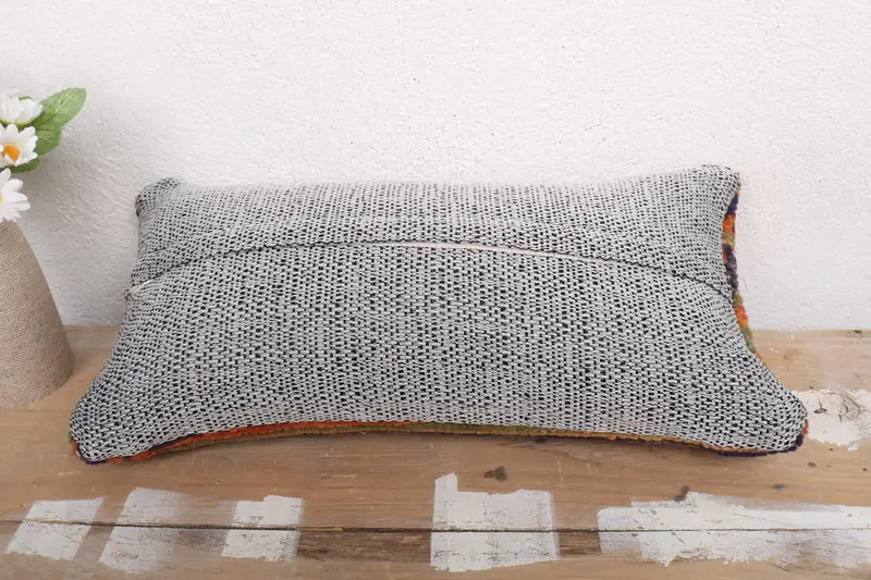 Pillow, Boho Pillow Sham Cover, 8x16 Blue Pillow Sham, Boho Pillow, Nautical Throw Pillow Sham, Vintage Kilim Throw Pillow, Handwoven Cushion Cover - 7