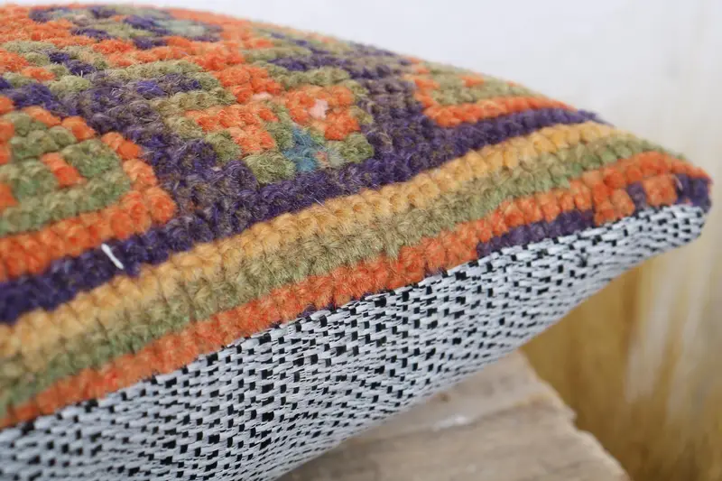 Pillow, Boho Pillow Sham Cover, 8x16 Blue Pillow Sham, Boho Pillow, Nautical Throw Pillow Sham, Vintage Kilim Throw Pillow, Handwoven Cushion Cover - 6