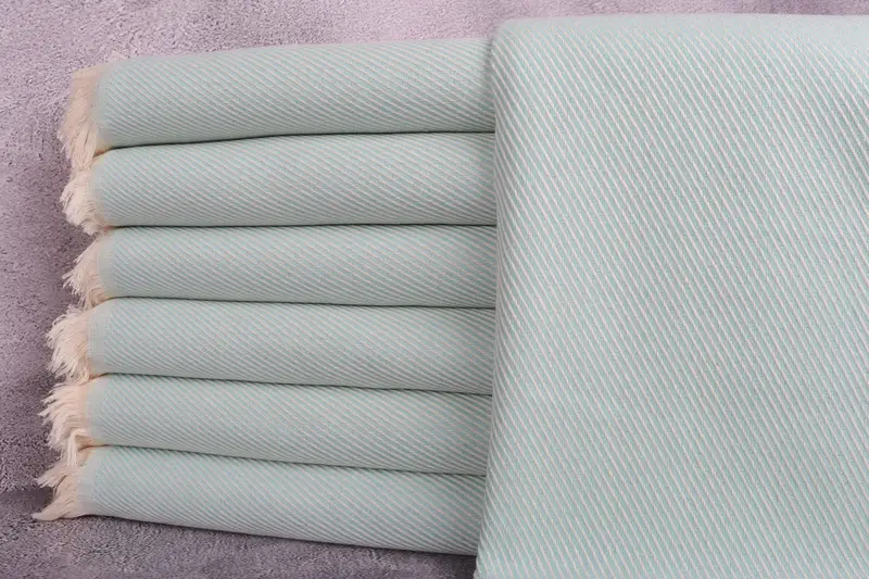 Turkish Beach Towel, Geometric Peshtemal, Mint, 36x71 Inches