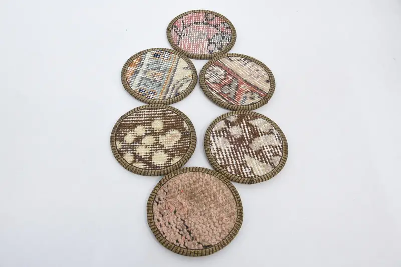 Bohemian Round Coaster, Brown and Beige Table Coaster