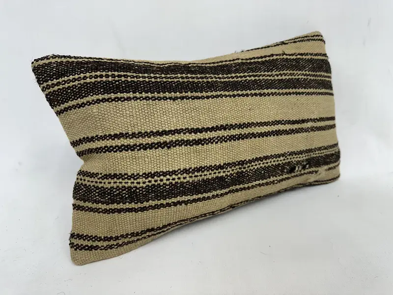 Ethnical Kilim Rug Pillow, Boho Pillow Sham Cover, Home Decor Pillow, Ethnic Cushion Case, 12x20 Beige Pillow, Shabby Chic Pillow Cover, Pillow Case - 3
