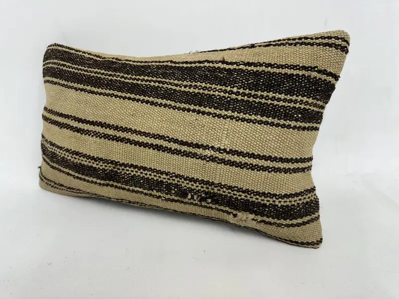 Ethnical Kilim Rug Pillow, Boho Pillow Sham Cover, Home Decor Pillow, Ethnic Cushion Case, 12x20 Beige Pillow, Shabby Chic Pillow Cover, Pillow Case - 4