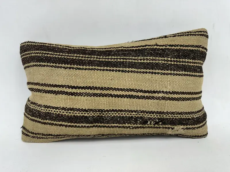 Ethnical Kilim Rug Pillow, Boho Pillow Sham Cover, Home Decor Pillow, Ethnic Cushion Case, 12x20 Beige Pillow, Shabby Chic Pillow Cover, Pillow Case - 1