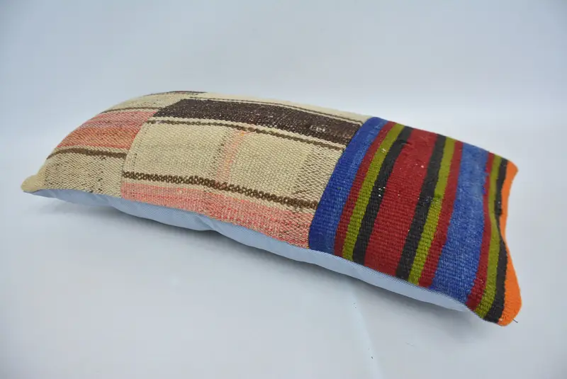 Cushion Case, Kilim Pillow Cover, Wholesale Pillow Case, Pillow for Sofa, Decorative Pillow Sham, Handmade Kilim Cushion, 12x24 Beige Pillow Case - 6