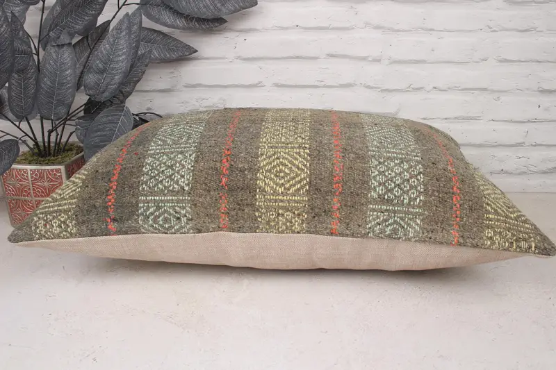 Outdoor Cushion Case, Pillow, Floor Cushion Case, Pillow for Couch, Boho Pillow, Floor Pillow Cover, 16x24 Green Pillow Sham, Kilim Pillow - 5