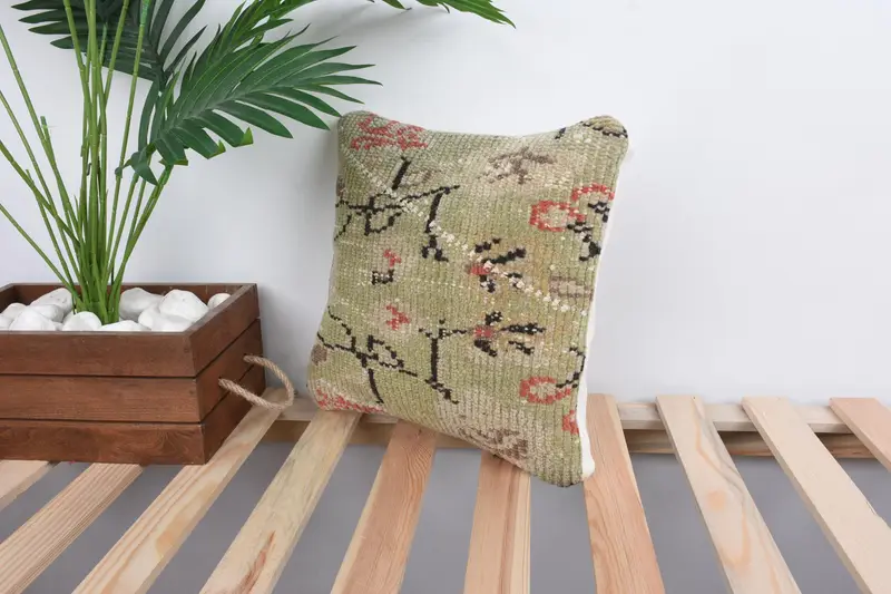 12x12 Green Cushion, Kilim Pillow, Ethnic Pillow Cover Cushion Case, Vintage Kilim Pillow, Southwestern Pillow Case, Throw Kilim Pillow, Pillow Case - 5