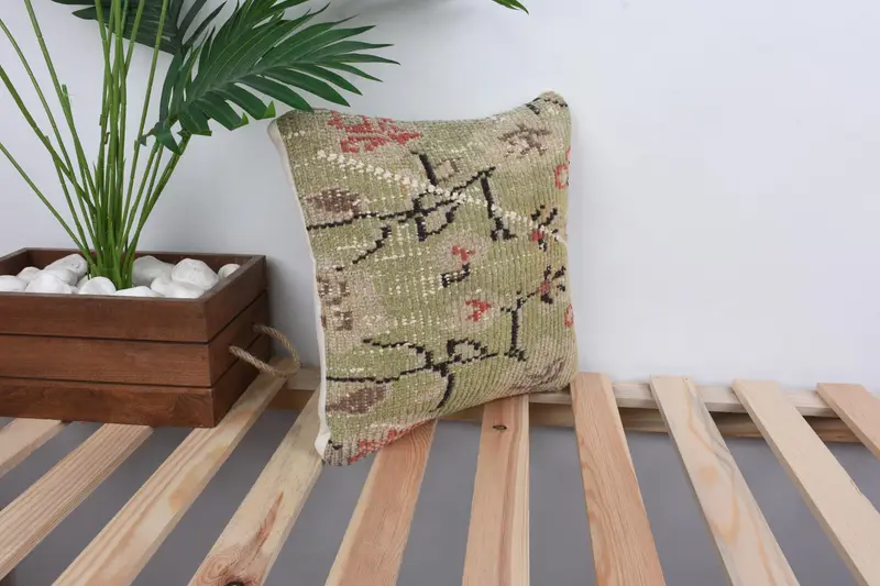 12x12 Green Cushion, Kilim Pillow, Ethnic Pillow Cover Cushion Case, Vintage Kilim Pillow, Southwestern Pillow Case, Throw Kilim Pillow, Pillow Case - 4