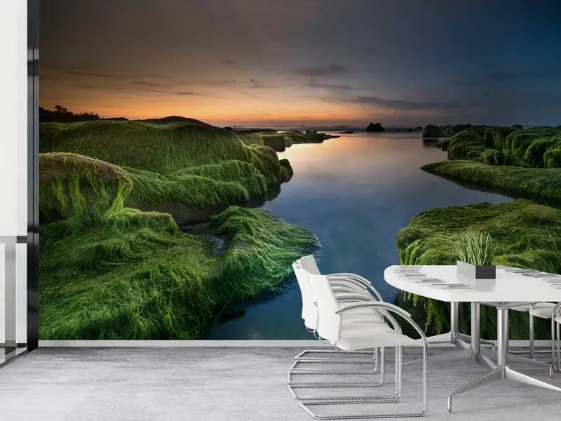 River Landscape Wall Poster, Sunset Wall Mural, Nature Landscape Wall Art, Green Wall Art, Sea Landscape Mural, View Wall Paper, - 8