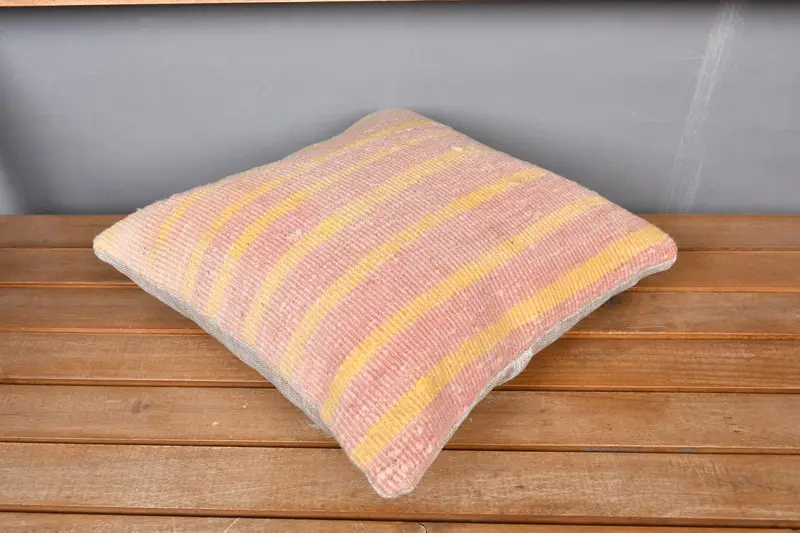 Outdoor Pillow Cover, Cushion, Gift Pillow, Vintage Kilim Throw Pillow, 14x14 Pink Pillow, Handmade Kilim Cushion, Southwestern Pillow Case - 2