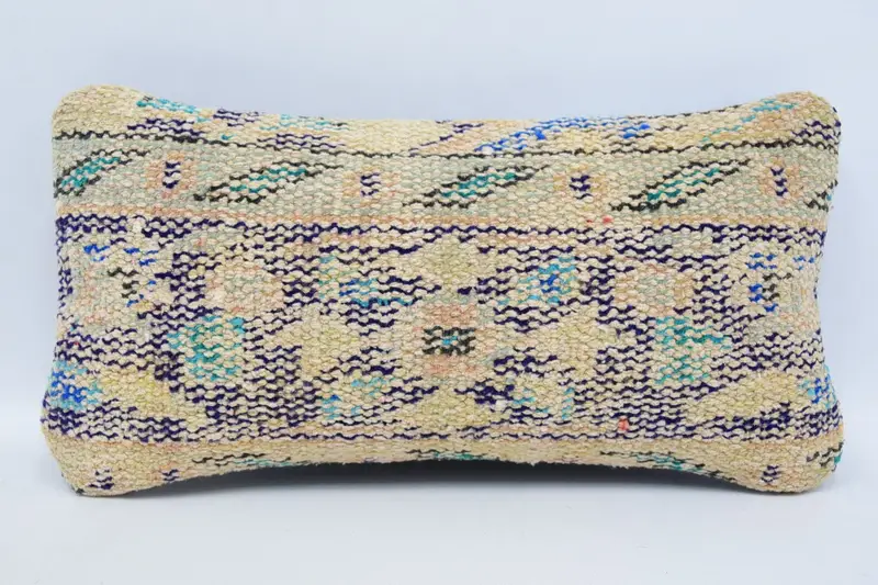 Antique Pillows, Pillow, Ethnic Throw Cushion, Yoga Pillow Sham, Pillow for Sofa, Boho Pillow, Square Throw Pillow Sham, 8x16 Blue Cushion Cover - 1