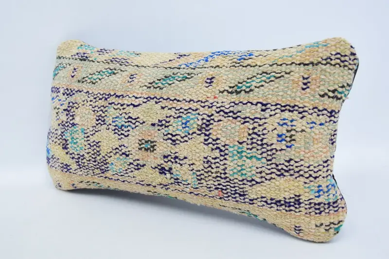 Antique Pillows, Pillow, Ethnic Throw Cushion, Yoga Pillow Sham, Pillow for Sofa, Boho Pillow, Square Throw Pillow Sham, 8x16 Blue Cushion Cover - 4
