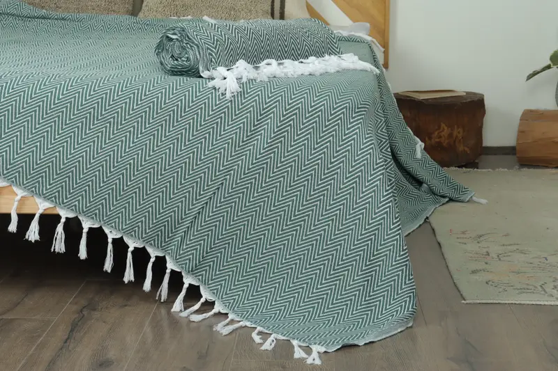 Organic Throw, Aesthetic Blanket, Gift For Boyfriend, Turkish Blanket, Decorative Blanket, 96x80 Cotton Chevron Towel, Housewarming Gift - 7