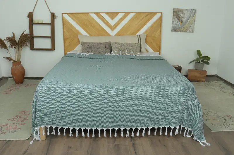 Organic Throw, Aesthetic Blanket, Gift For Boyfriend, Turkish Blanket, Decorative Blanket, 96x80 Cotton Chevron Towel, Housewarming Gift - 1