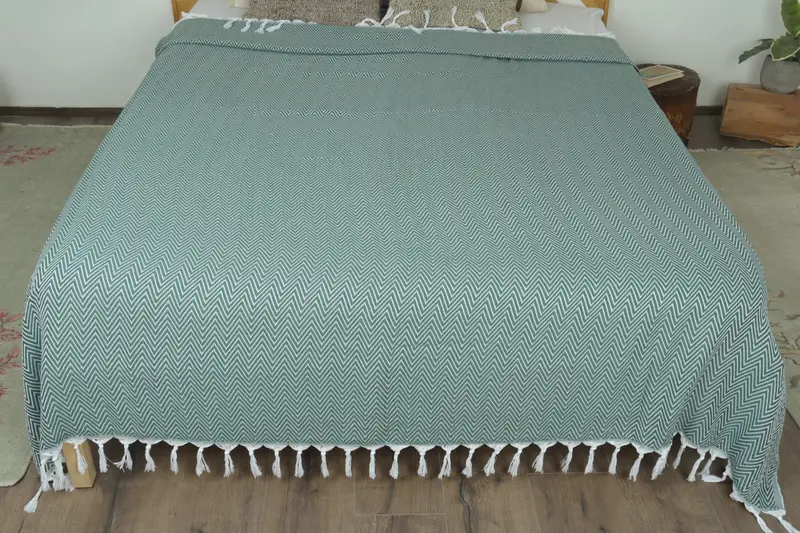 Organic Throw, Aesthetic Blanket, Gift For Boyfriend, Turkish Blanket, Decorative Blanket, 96x80 Cotton Chevron Towel, Housewarming Gift - 8