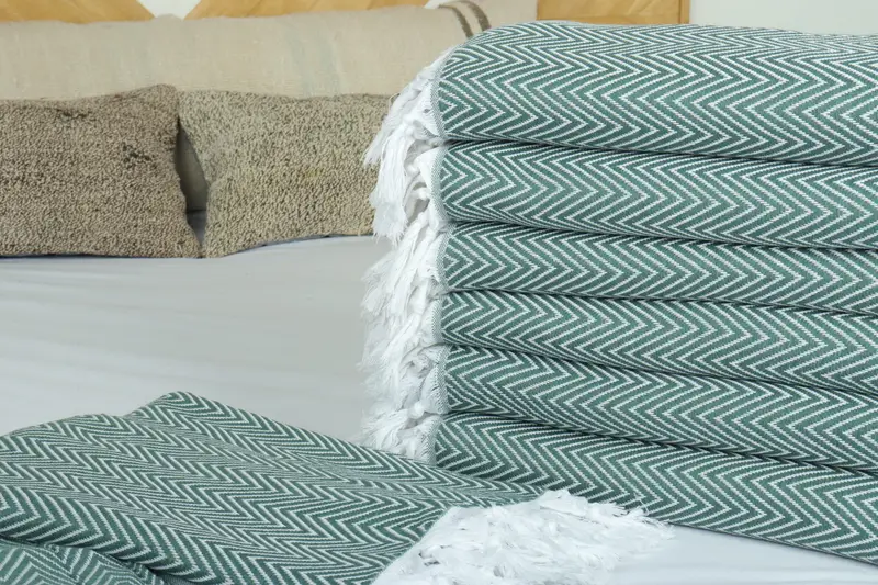 Organic Throw, Aesthetic Blanket, Gift For Boyfriend, Turkish Blanket, Decorative Blanket, 96x80 Cotton Chevron Towel, Housewarming Gift - 3