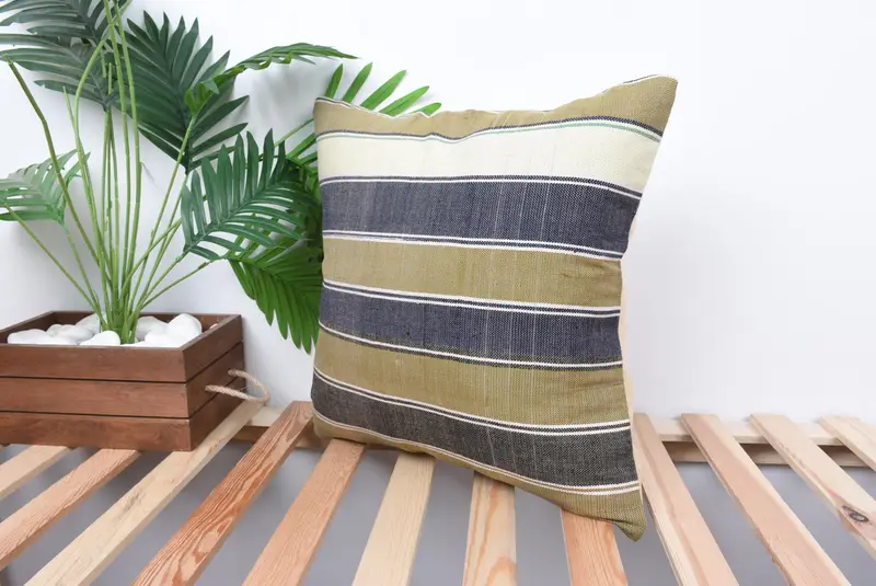 Vintage Kilim Pillow, Vintage Pillow, 18x18 Blue Pillow Cover, Home Decor Pillow, Vintage Throw Pillow Case, Cushion, Car Cushion Cover - 5