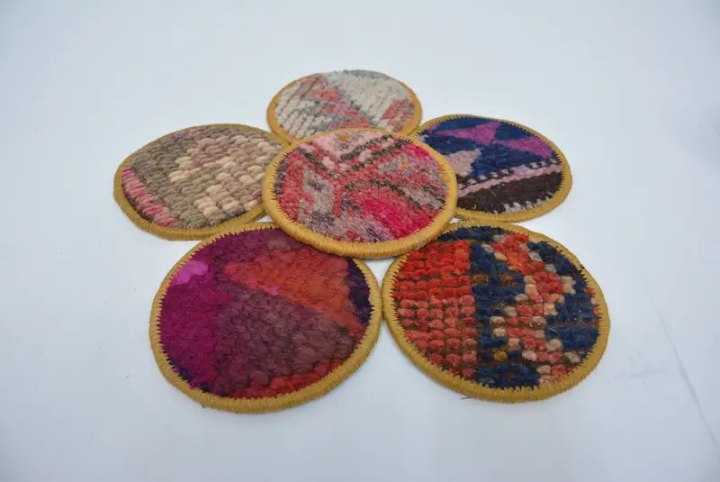 Bohemian Round Coaster, Pink and Bronze Ethnic Coaster