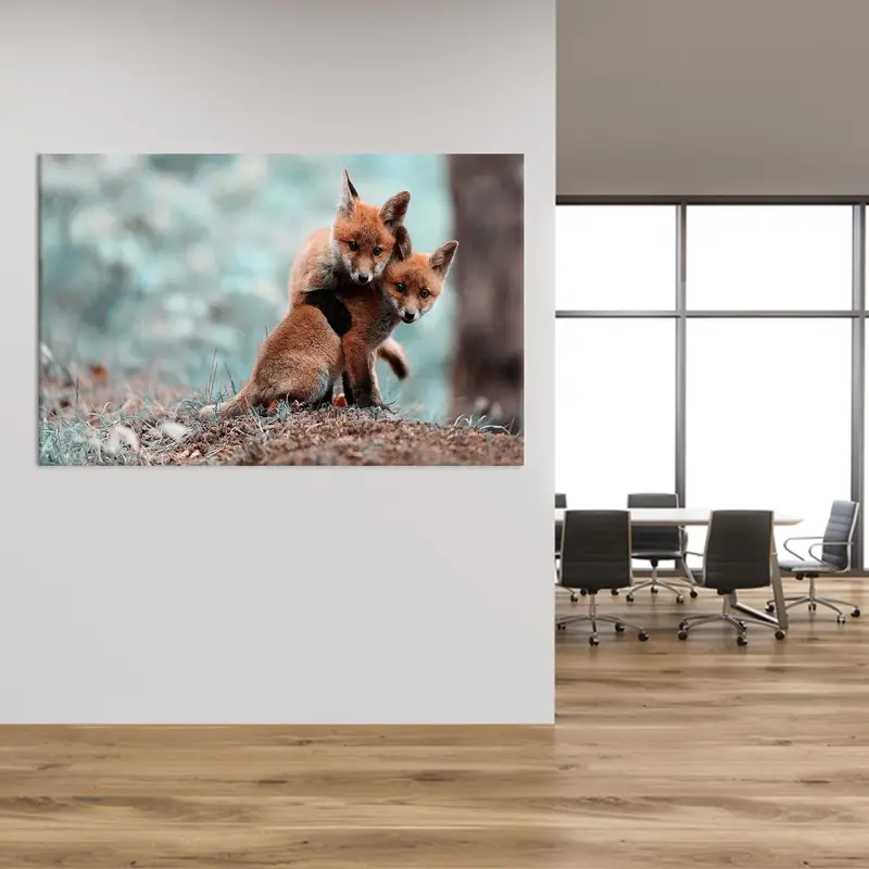 Elegante Fuchswald-Leinwand: Wildtier-Bauernhaus-Dekoration