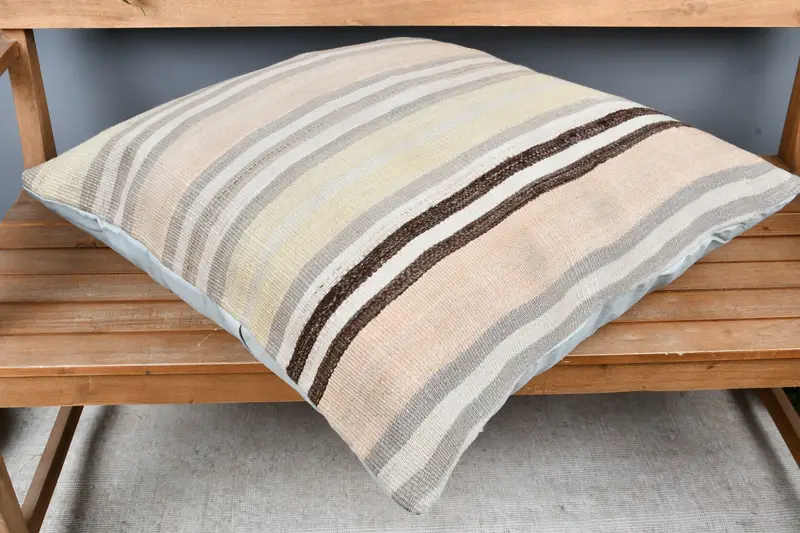 Turkish Pillow, Outdoor Throw Pillow Case, Vintage Kilim Throw Pillow, Oriental Pillow Case, Kilim Pillow, 28x28 Beige Cushion Case, Cushion - 2
