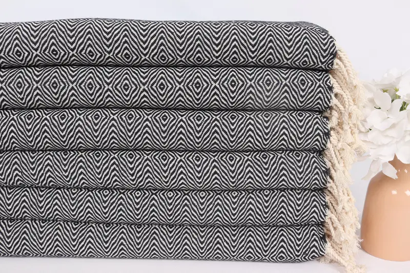 Monogram Kitchen Towel, Summer Towel, Halloween Gifts, Kitchen Towel, Bridal Shower Gift, Personalized Gifts, 36x18 Cotton Zigzag Diamond Towel - 3