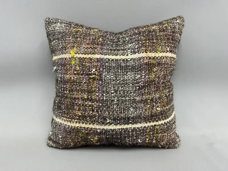 Pillow Cover, 18x18 Brown Cushion Case, Hippie Throw Pillow, One Of A Kind Pillow Case, Boho Pillow, Home Decor Pillow, Ethnical Kilim Rug Pillow - 4