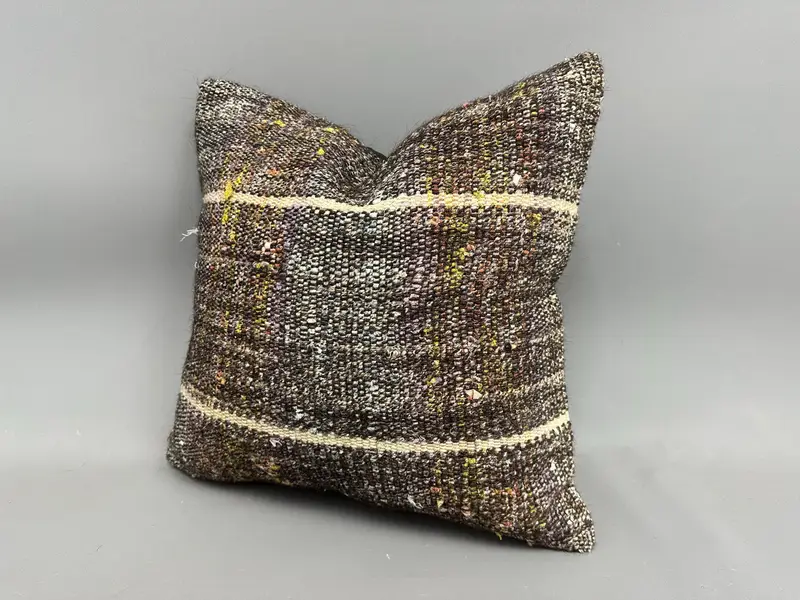 Pillow Cover, 18x18 Brown Cushion Case, Hippie Throw Pillow, One Of A Kind Pillow Case, Boho Pillow, Home Decor Pillow, Ethnical Kilim Rug Pillow - 3
