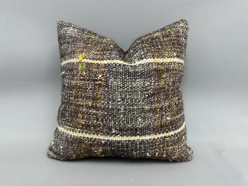 Pillow Cover, 18x18 Brown Cushion Case, Hippie Throw Pillow, One Of A Kind Pillow Case, Boho Pillow, Home Decor Pillow, Ethnical Kilim Rug Pillow - 1