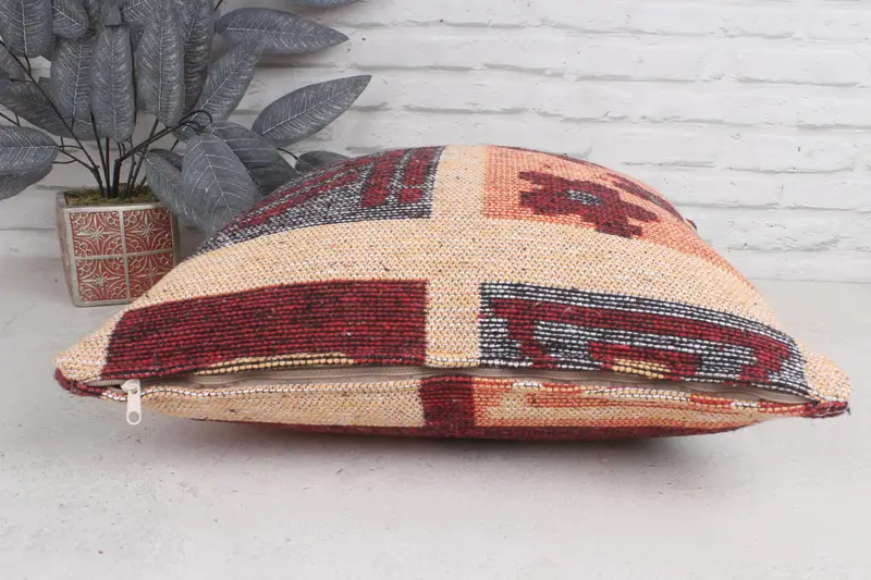 Pillow, Luxury Cushion Cover, Decorative Cushion, Turkish Kilim Pillow, Handmade Kilim Cushion, 20x20 Beige Pillow Case, Throw Kilim Pillow - 5