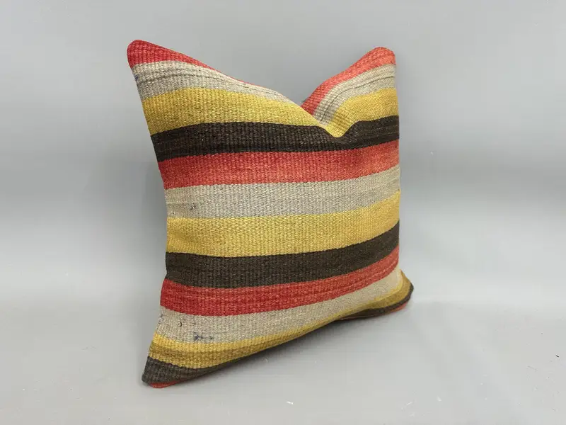 Cushion Cover, 18x18 Red Cushion Case, Vintage Kilim Throw Pillow, Turkish Pillow, Designer Throw Pillow Sham, Interior Designer Pillow - 2