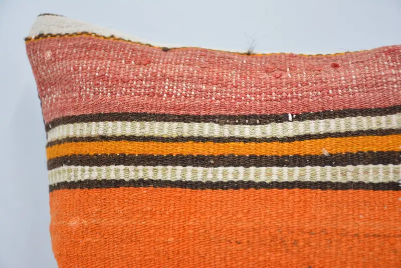 Orange & Brown Embroidered Decorative Pillow, 12x12 Inches Size Pillow - 2